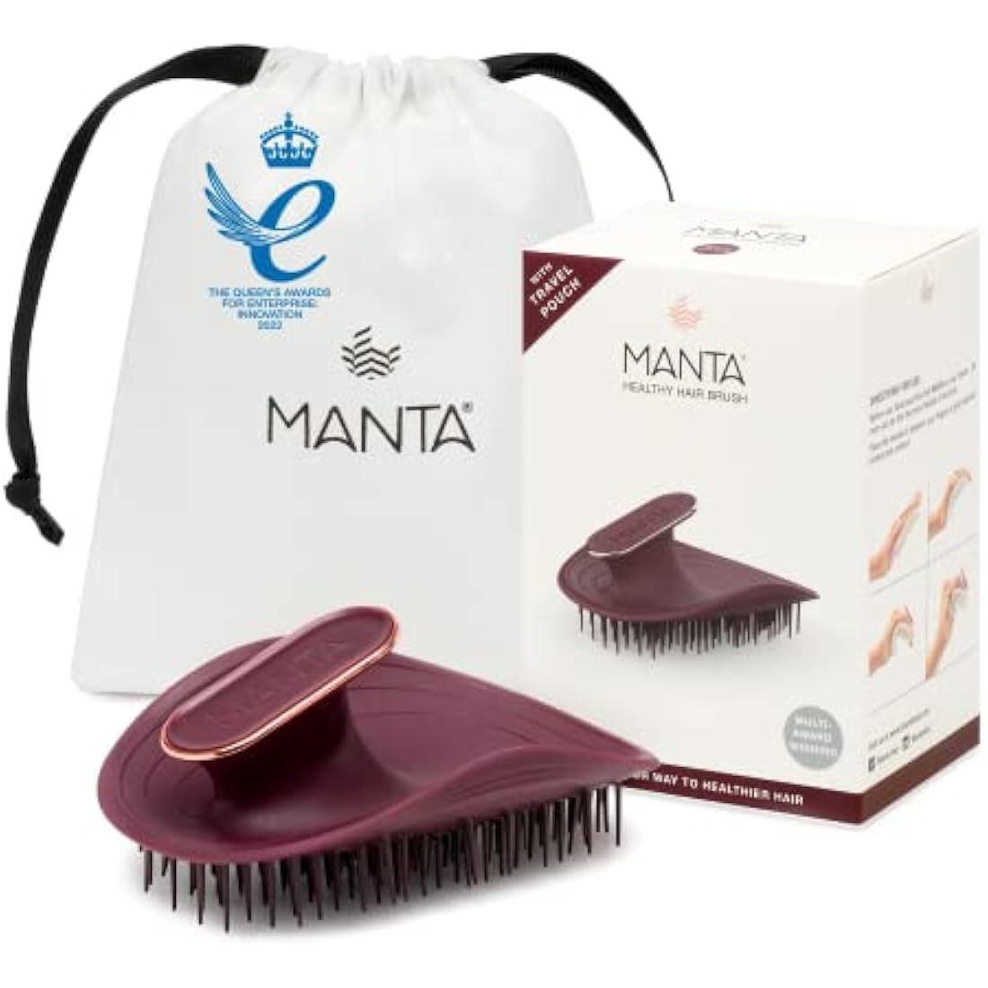 Manta Original Anti-Breakage Detangling Hairbrush - Burgundy