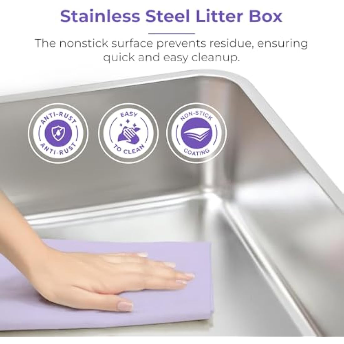 iPrimio Stainless Steel XL Cat Litter Box – High Sided & Odour Resistant