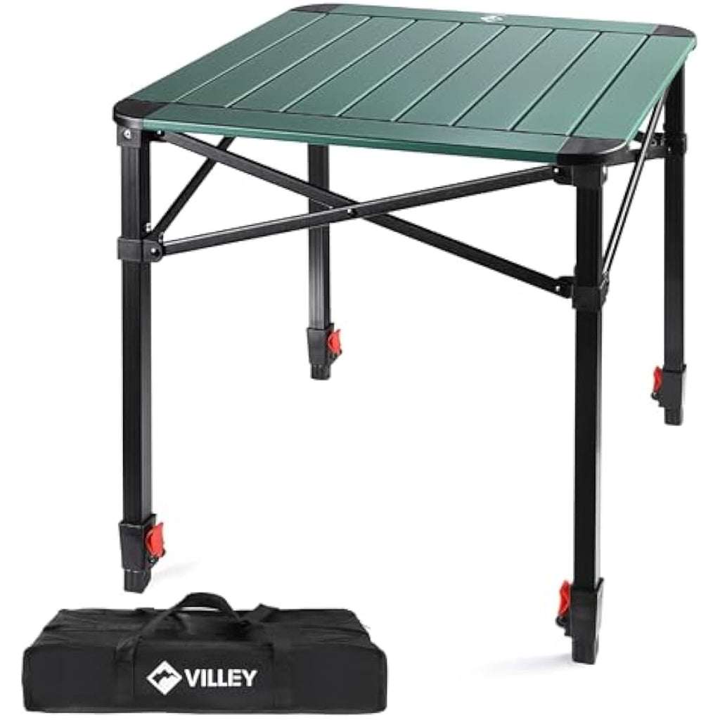 VILLEY Aluminum Camping Table | Adjustable Height Folding Roll Up Table