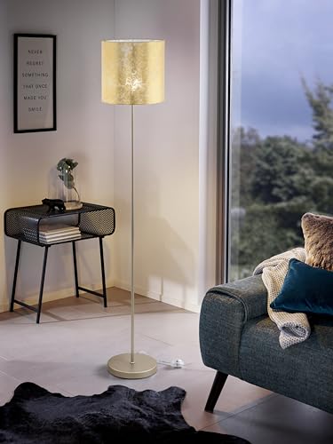 Eglo Viserbella Vintage Floor Lamp | Champagne & Gold Steel Light