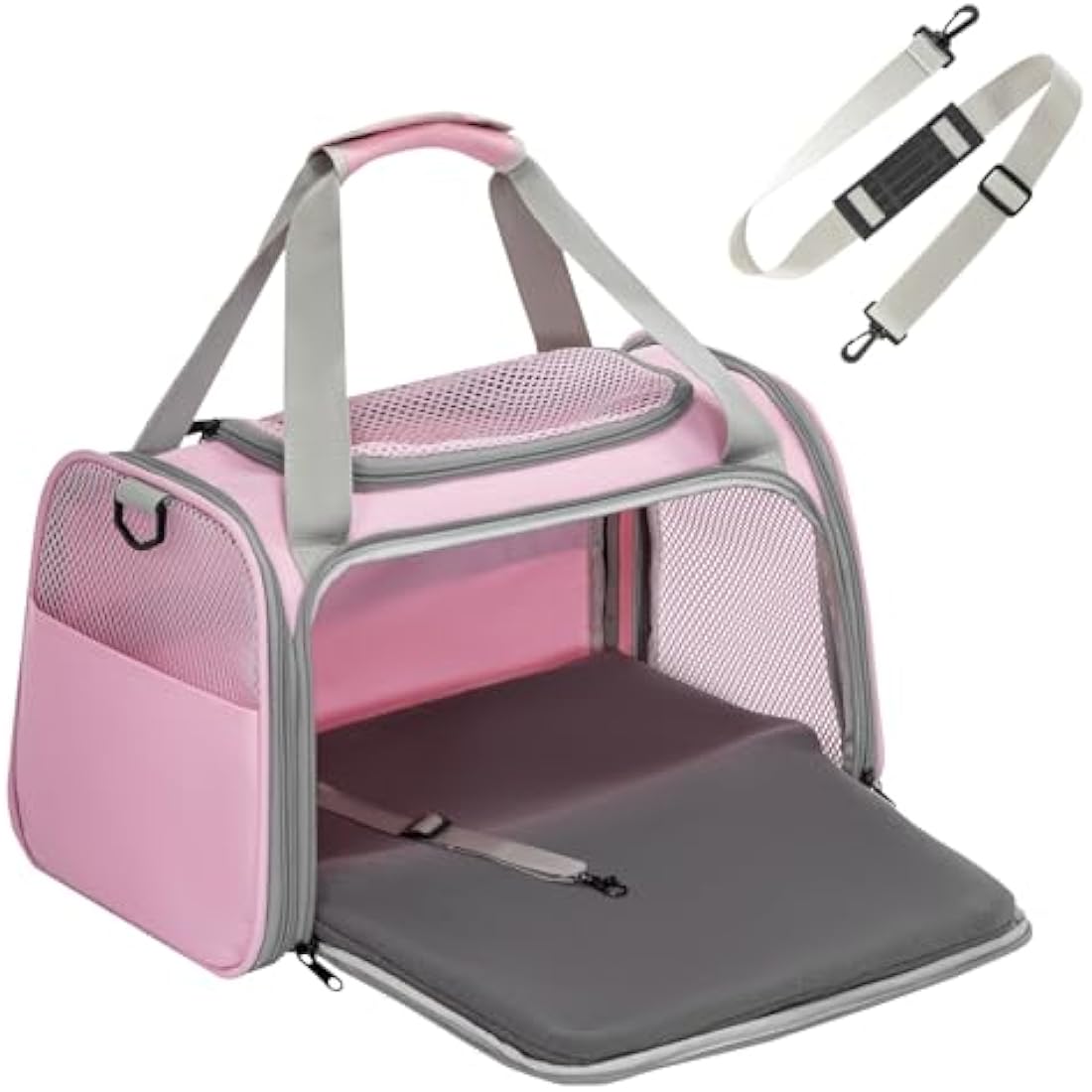 Petsfit Airline Approved Soft Cat Carrier with Fleece Mat – Pink