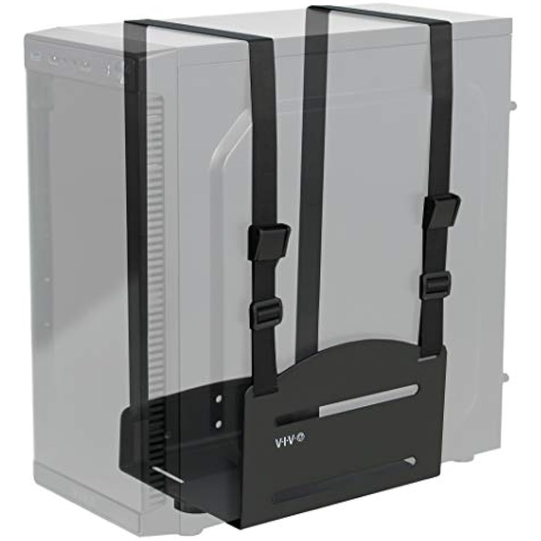 VIVO Adjustable PC Wall Mount | Steel CPU Holder with Straps - Black