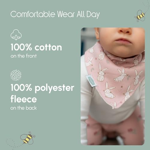 Ziggle Bandana Dribble Bibs – Cotton Front Baby Bibs for 0-24 Months