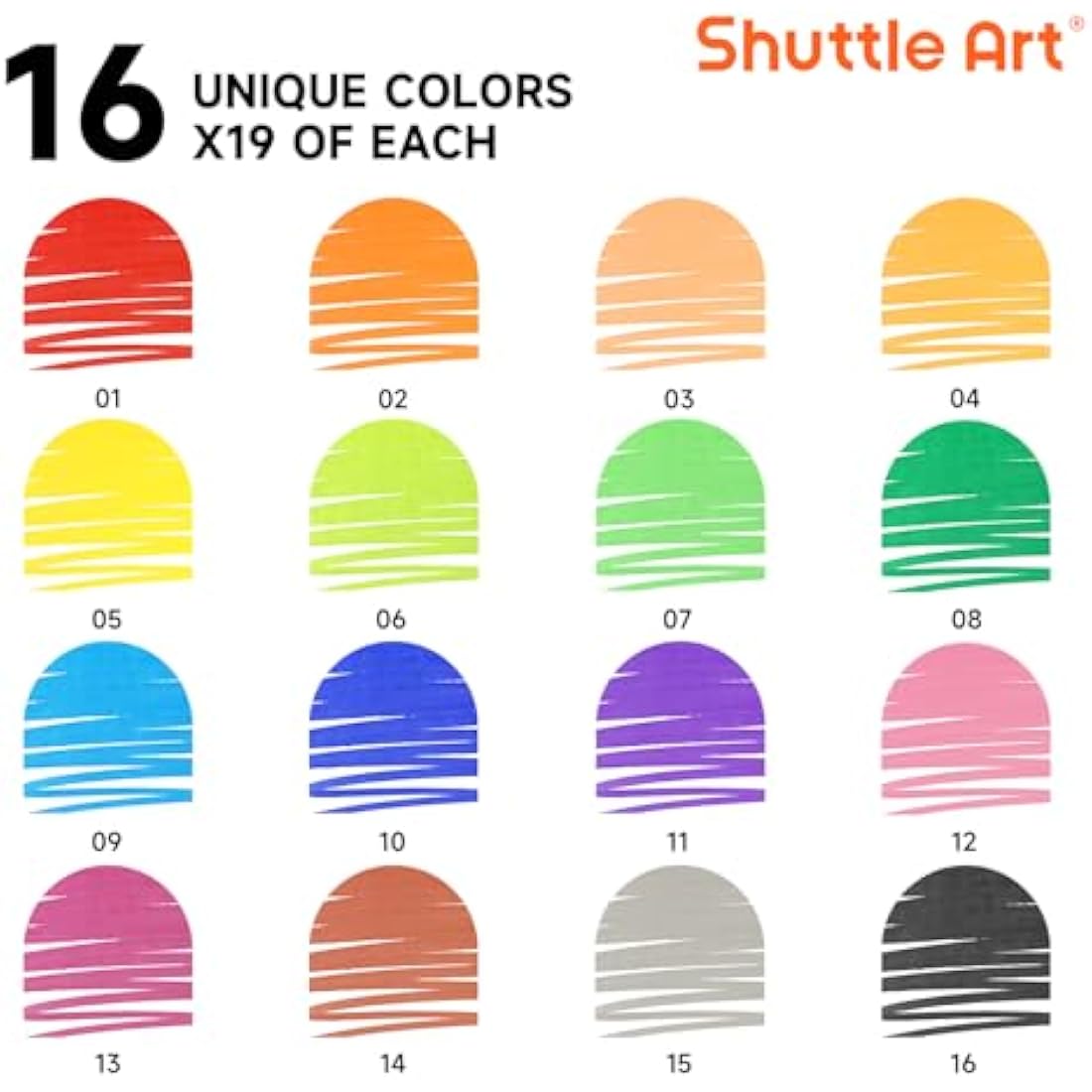 Shuttle Art 304 Bulk Washable Markers | 16 Colors Broad Line Classpack