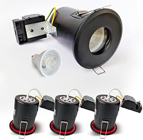 Sweier Fire Rated IP65 Waterproof LED Recessed Downlight - Black, 4 Pack