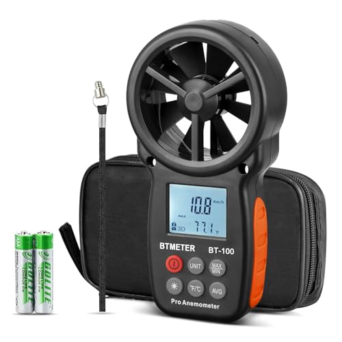 BTMETER BT-100 Digital Anemometer - Handheld Wind Speed Meter for HVAC