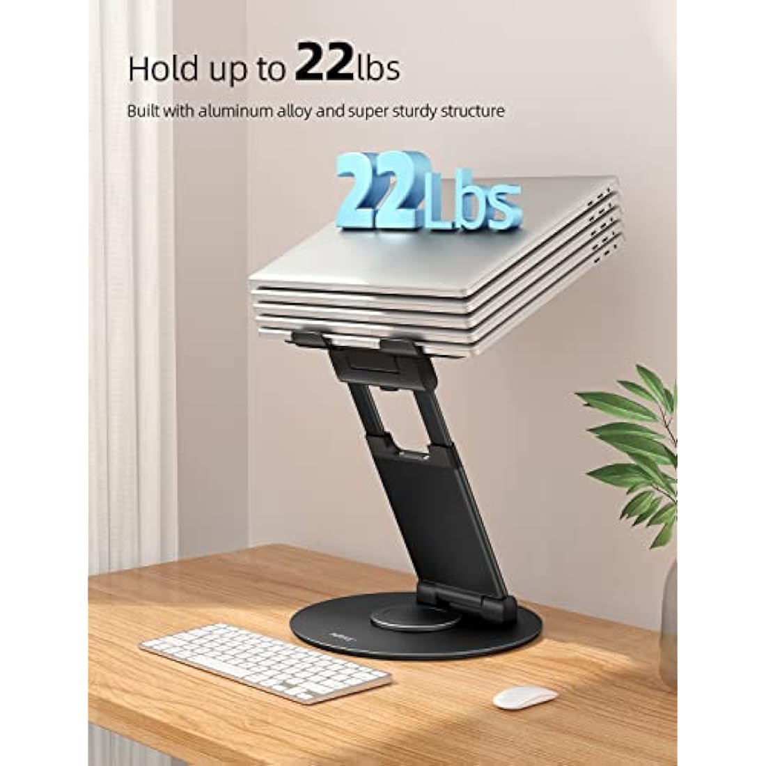 Nulaxy Swivel Laptop Stand – 360° Rotating Ergonomic Riser, Black