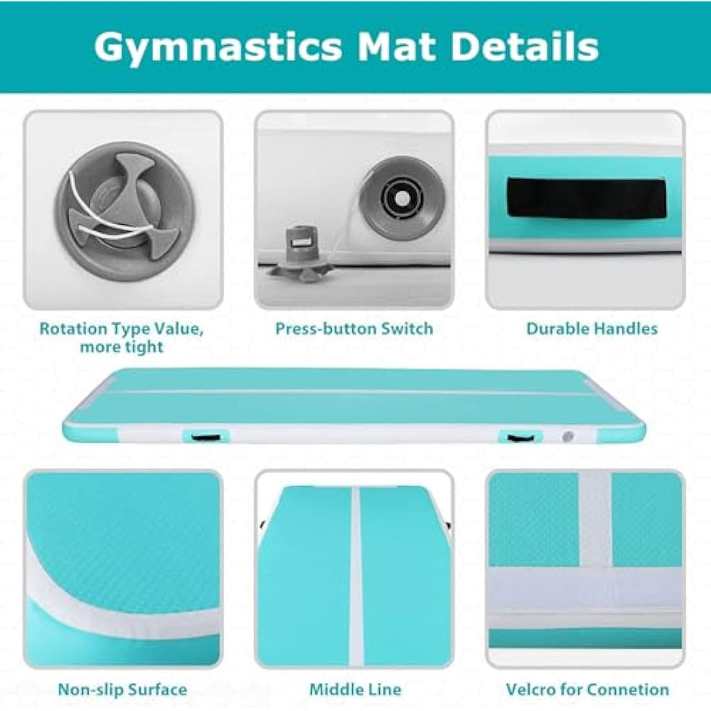 MEKETUM Inflatable Air Tumble Track Gymnastic Mat with Electric Pump