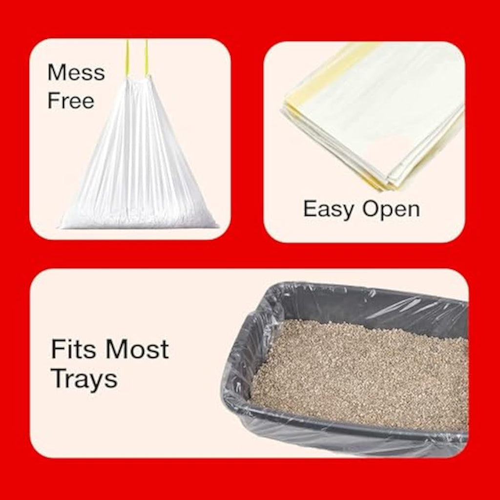 Petface Large Cat Litter Tray Liners – Heavy Duty Drawstring Bags, 8 Pack