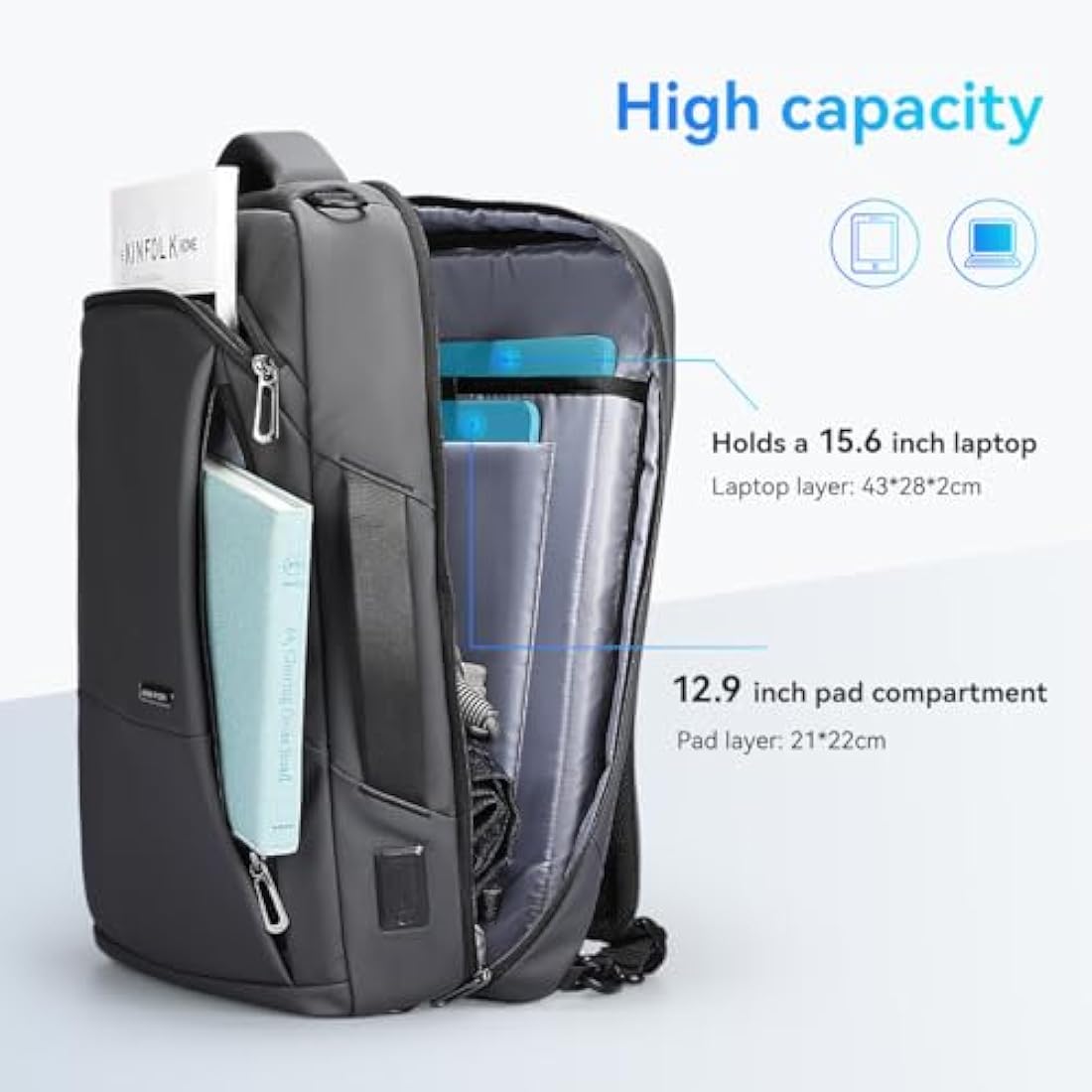 Mark Ryden 3-in-1 Convertible Laptop Backpack | 15.6 Inch USB Bag - Grey