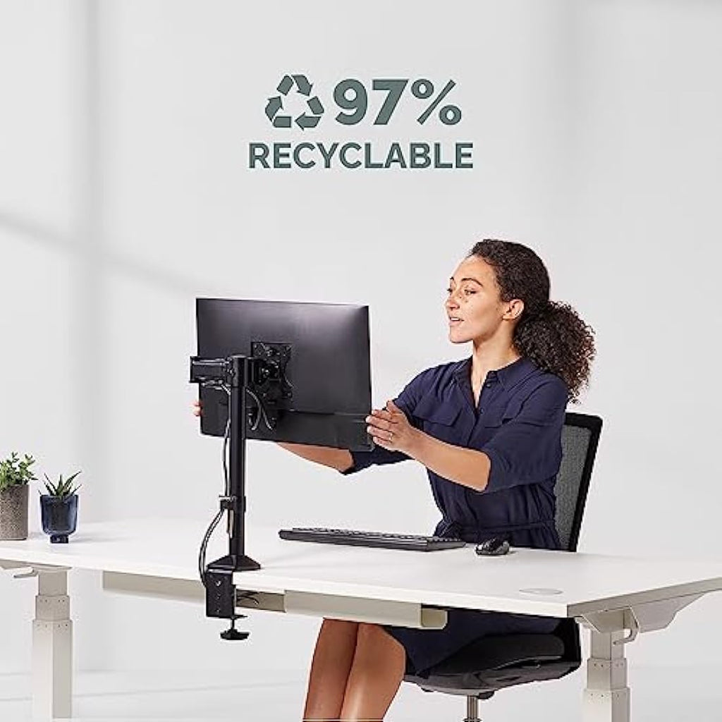 Fellowes Reflex Single Monitor Arm – Ergonomic Desk Mount for 32" Screens