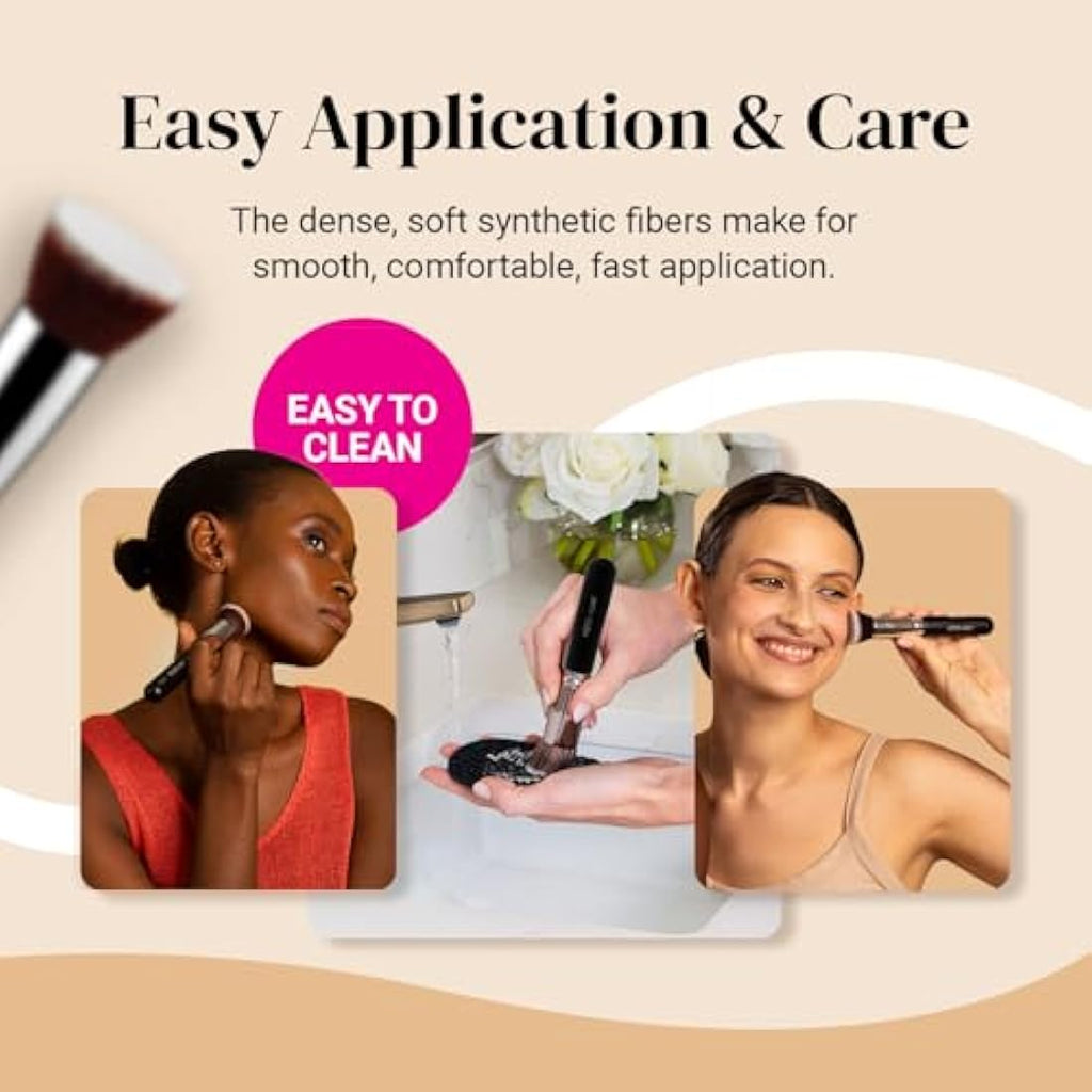 Keshima Flat Top Kabuki Foundation Brush | Dense Synthetic Buffing Tool
