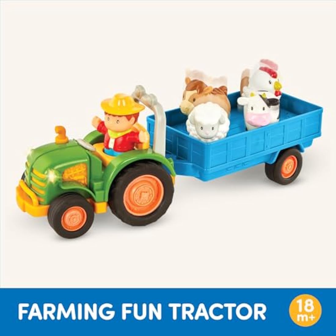 Battat Farm Toy Tractor Set with Lights & Sounds – 7 Piece Toddler Playset
