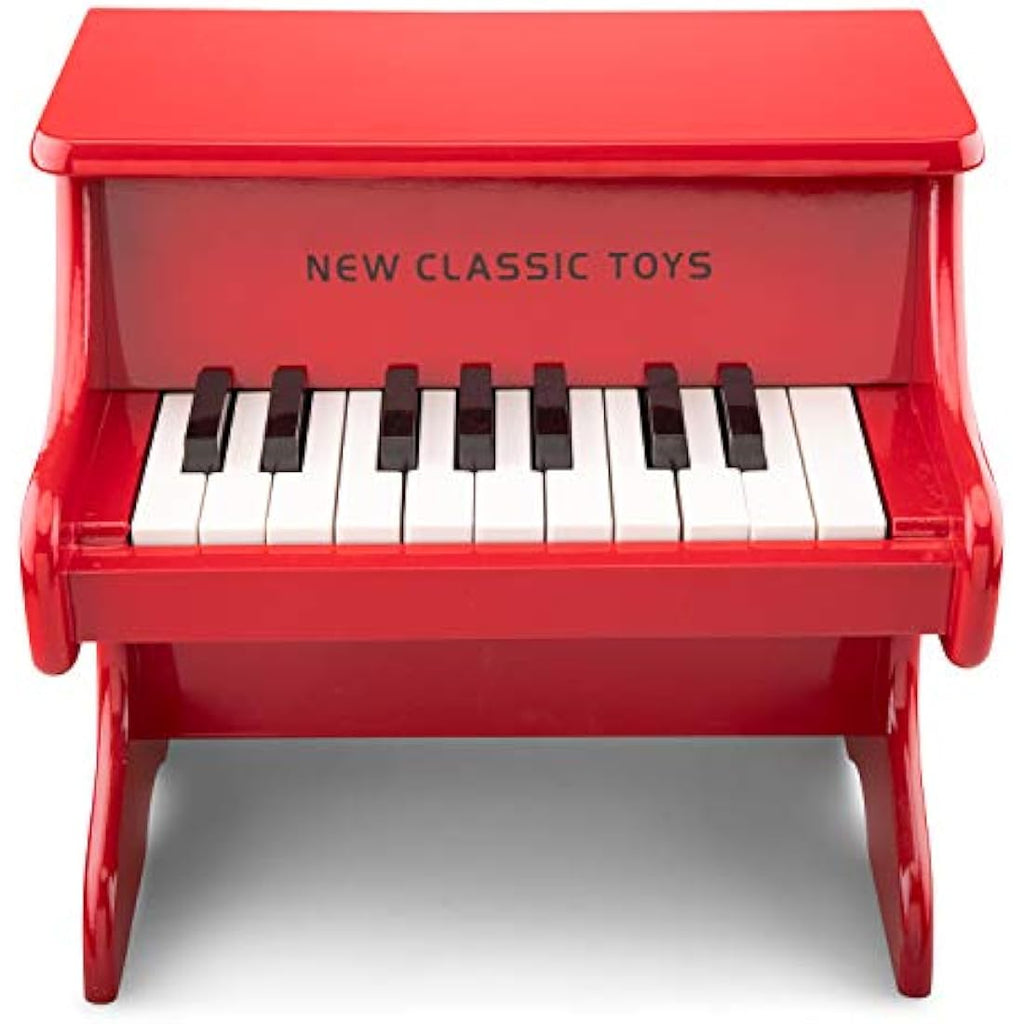 New Classic Toys Wooden Grand Piano for Toddlers with Music Book – Red