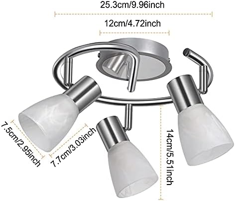Unikcst 3-Way LED Ceiling Spotlight | Brushed Nickel Rotatable Kitchen Light