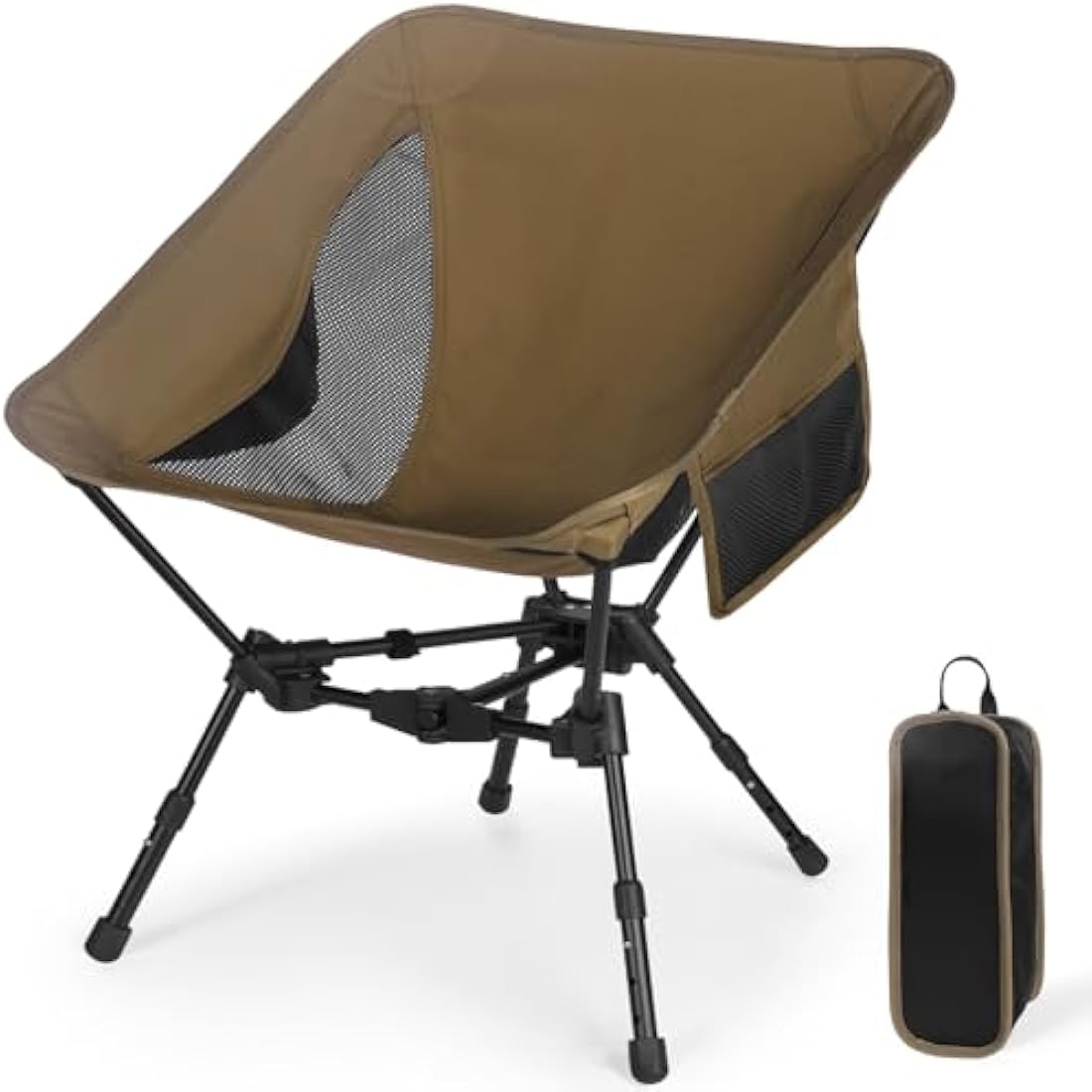 Ultralight Folding Camping Chair – Adjustable Height, Khaki