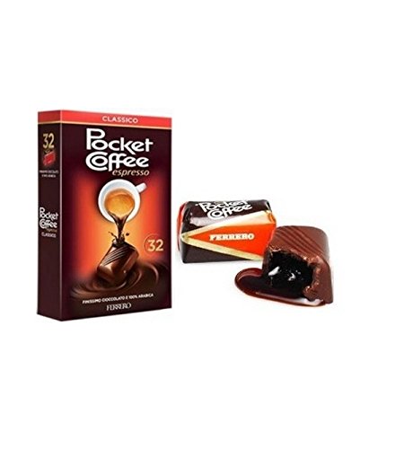 Ferrero Pocket Coffee - Fine Chocolate Pralines with Liquid Espresso - 32 Pcs