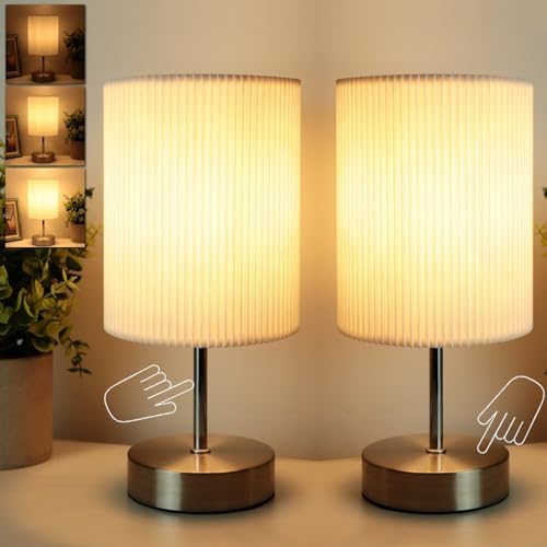 HSLighting Touch Control Bedside Lamps | 3-Way Dimmable LED Table Lamp 2-Pack