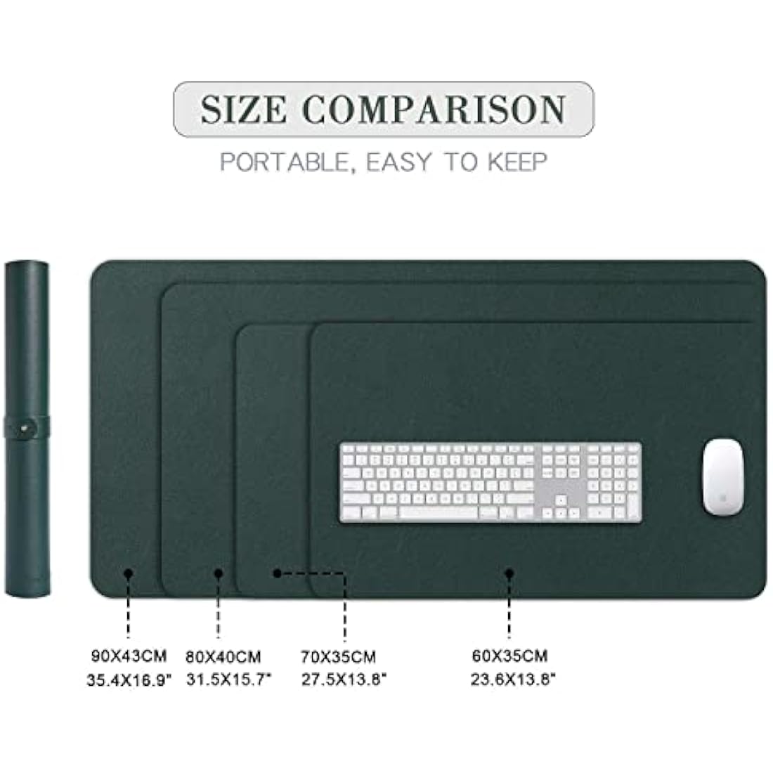 DOBAOJIA Large Desk Pad | Waterproof PU Leather Mouse Mat - Dark Green
