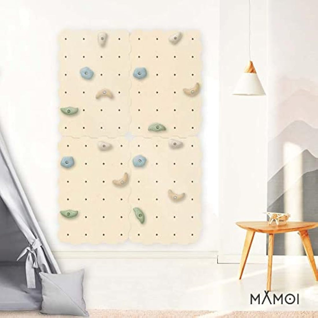 MAMOI Kids Climbing Wall Holds – 4 Piece Concrete Rock Climbing Stones