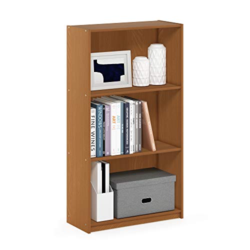 Furinno 3-Tier Composite Wood Bookcase Storage Shelves | Light Cherry