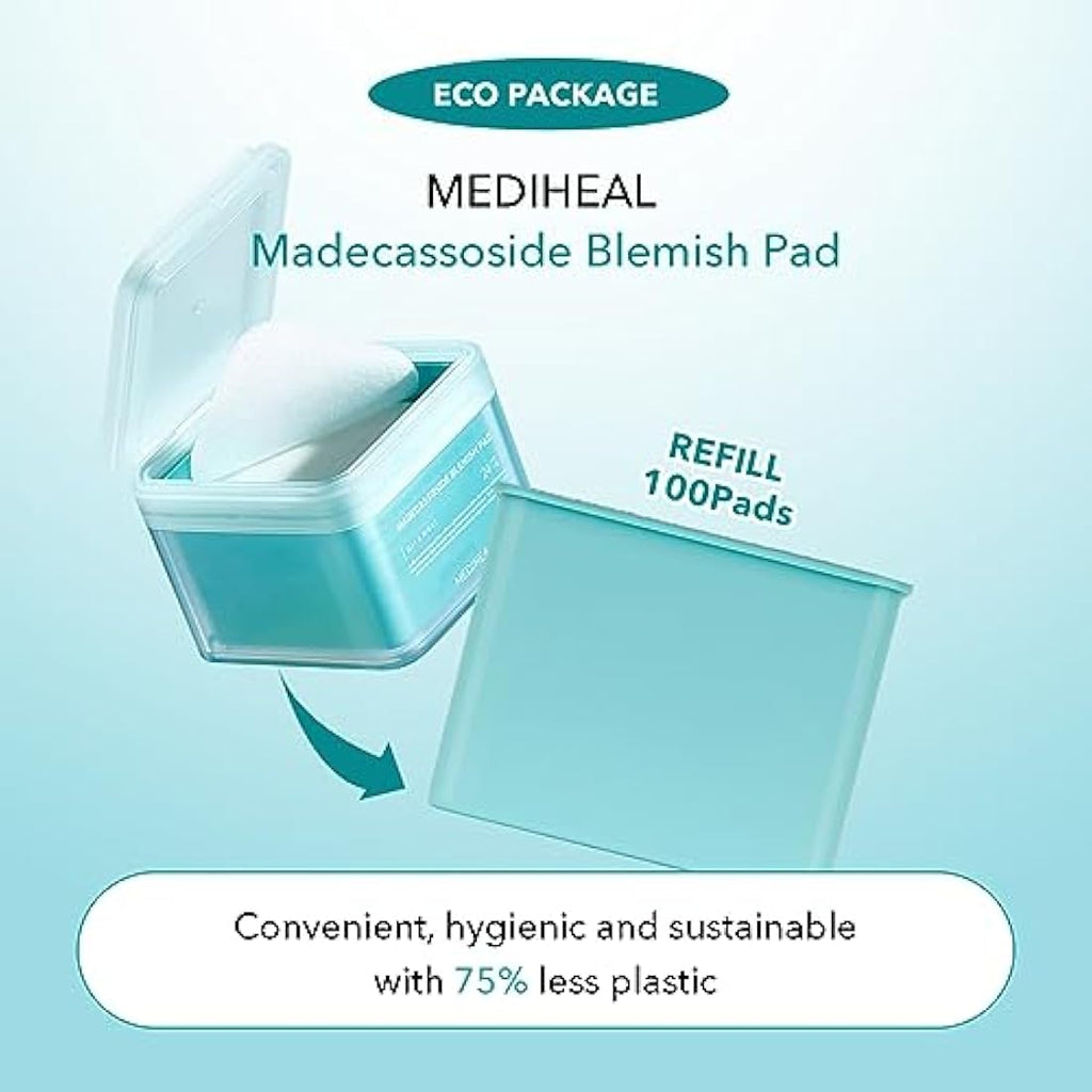 Mediheal Madecassoside Blemish Pad Refill - 100 Vegan Toner Pads