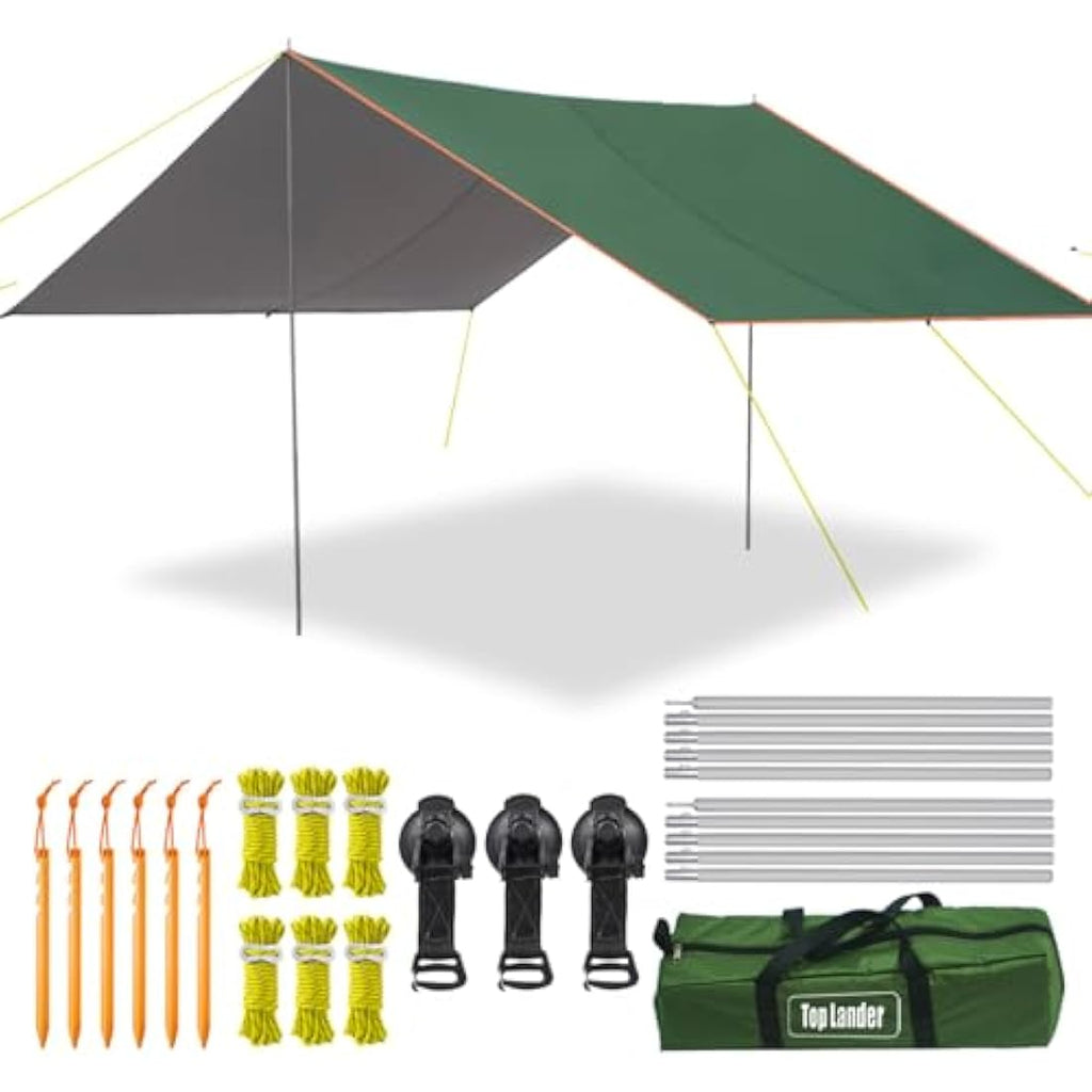 Waterproof Camping Tarp | Ripstop Rain Shelter with Poles