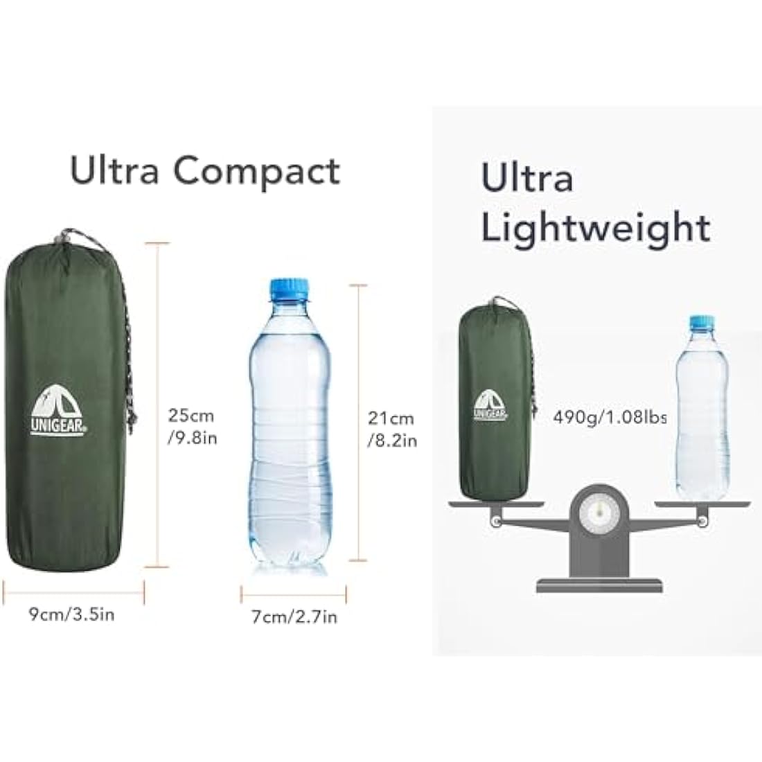 Unigear Ultralight Inflatable Sleeping Pad | 40D Nylon Camping Mat