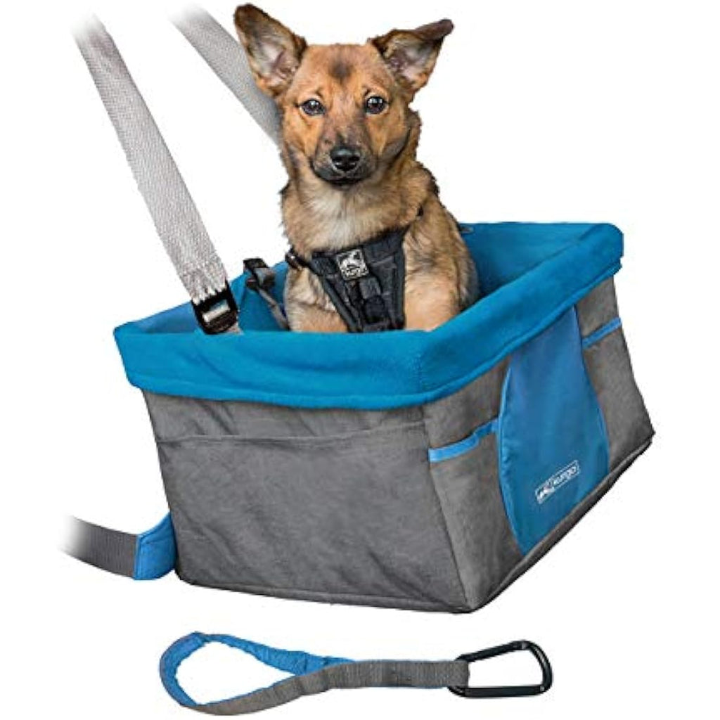Kurgo Heather Dog Car Booster Seat – Collapsible Grey/Blue Fleece