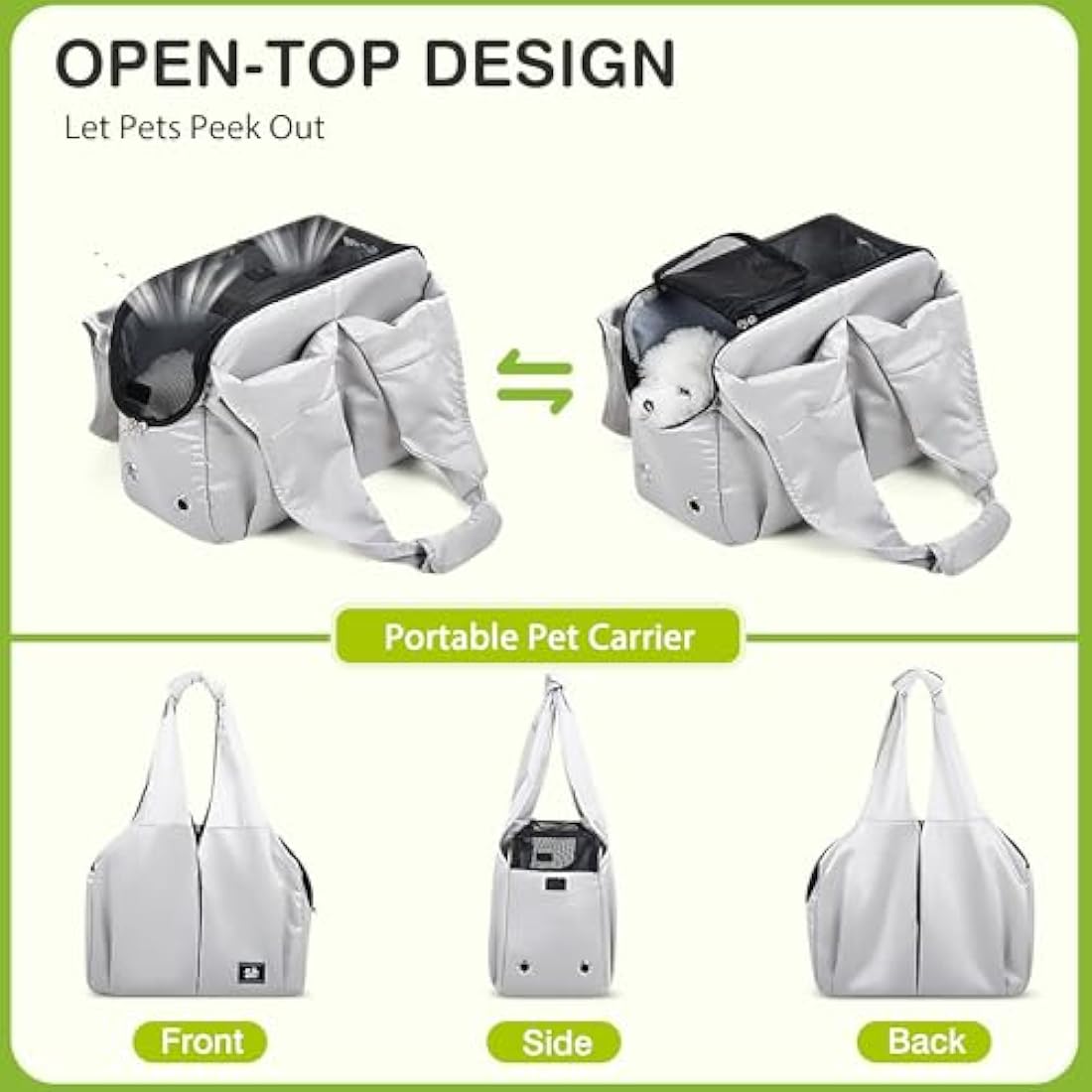 ALLSOPETS Puppy Sling Carrier | Breathable Mesh Pet Handbag - Silvery Grey