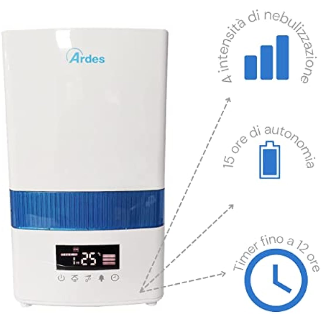Ardes AR8U20 Ultrasonic Humidifier with Ionizer and 4.5L Tank - White