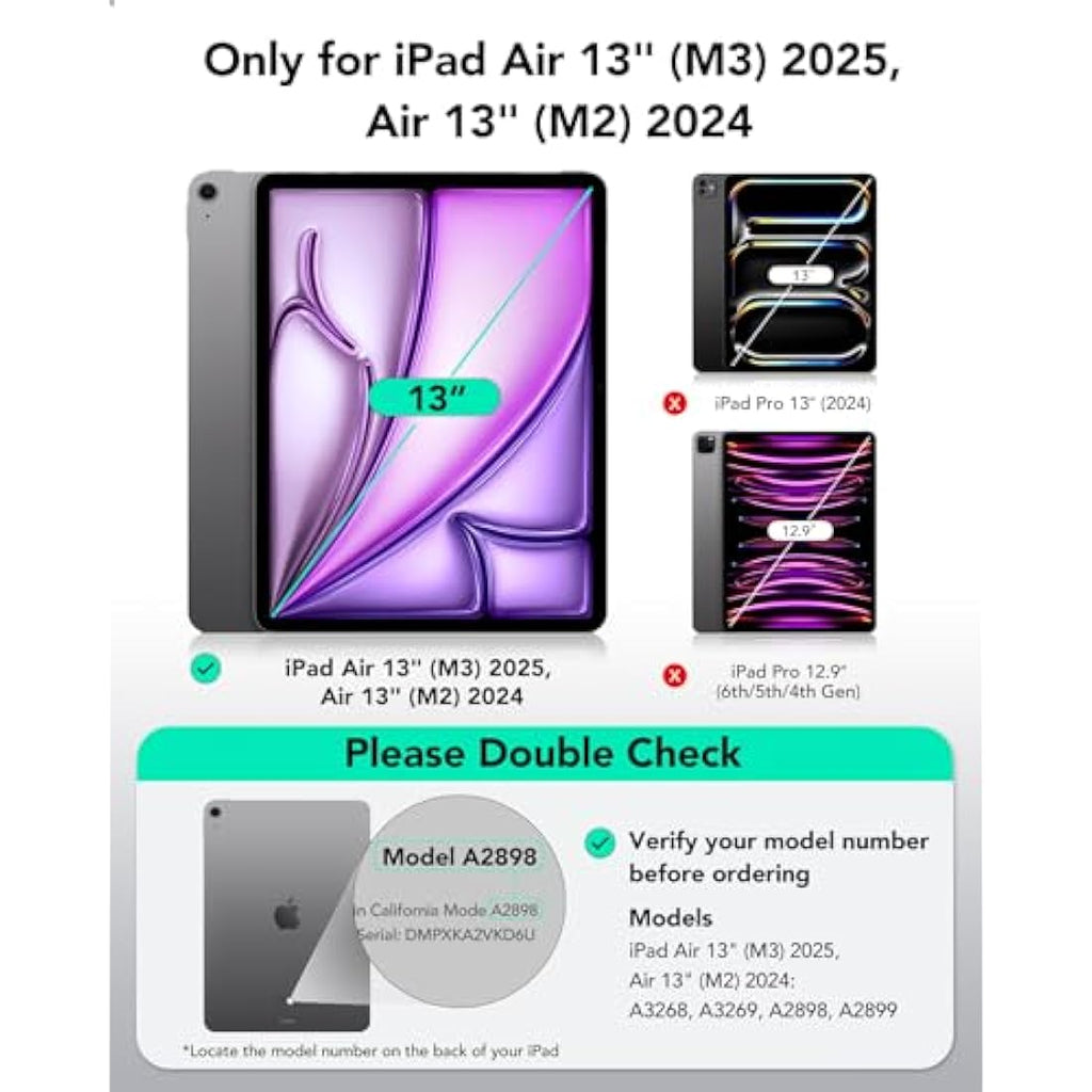ESR iPad Air 13 Inch Case (M3/M2) | Rebound 360 Magnetic Stand – Black