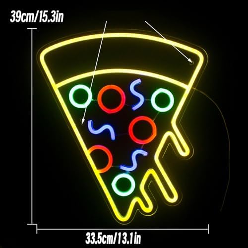Jolof Store Pizza Neon Light Sign - Yellow LED Acrylic Wall Decor, 16x14in