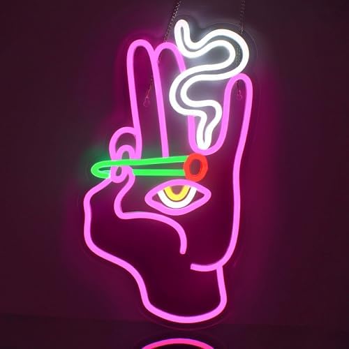 Looklight Evil Eye Hamsa Neon Sign – Pink LED Wall Decor for Game Room