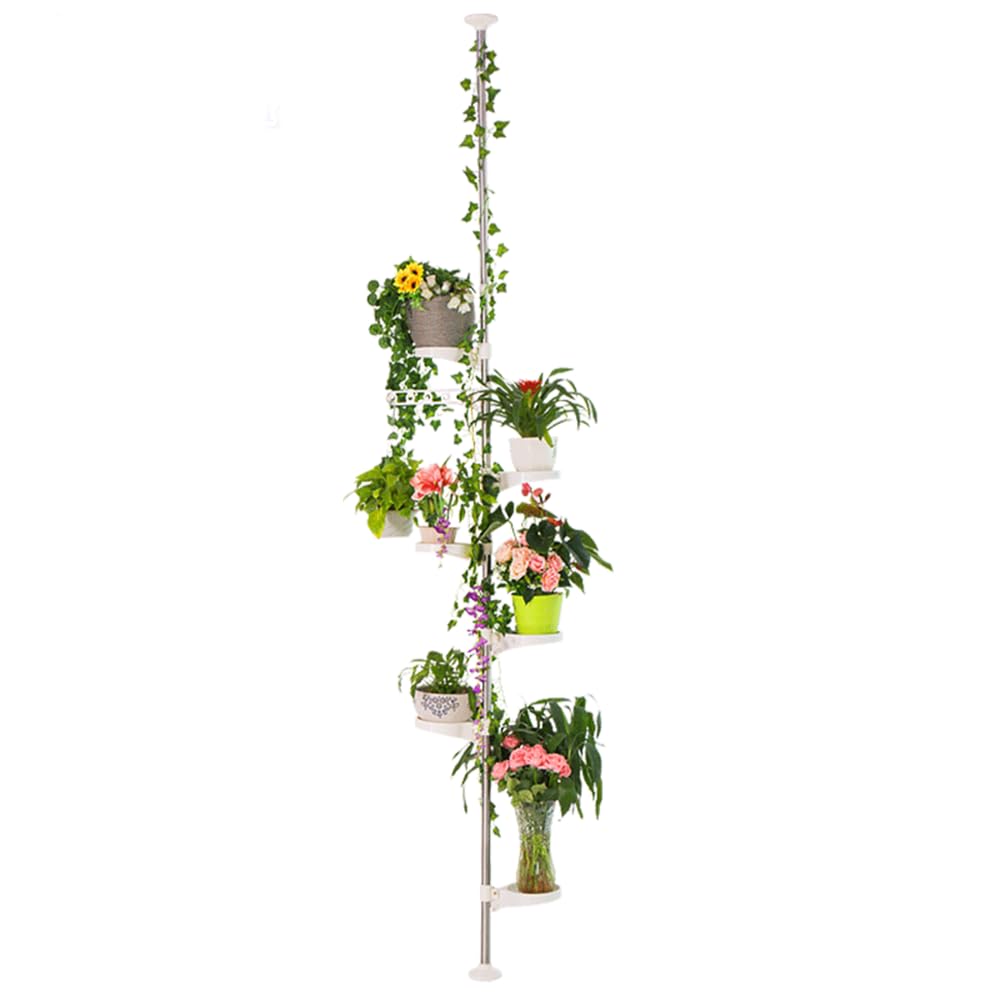 Hershii 7-Layer Tension Pole Plant Stand | Adjustable Metal Corner Rack