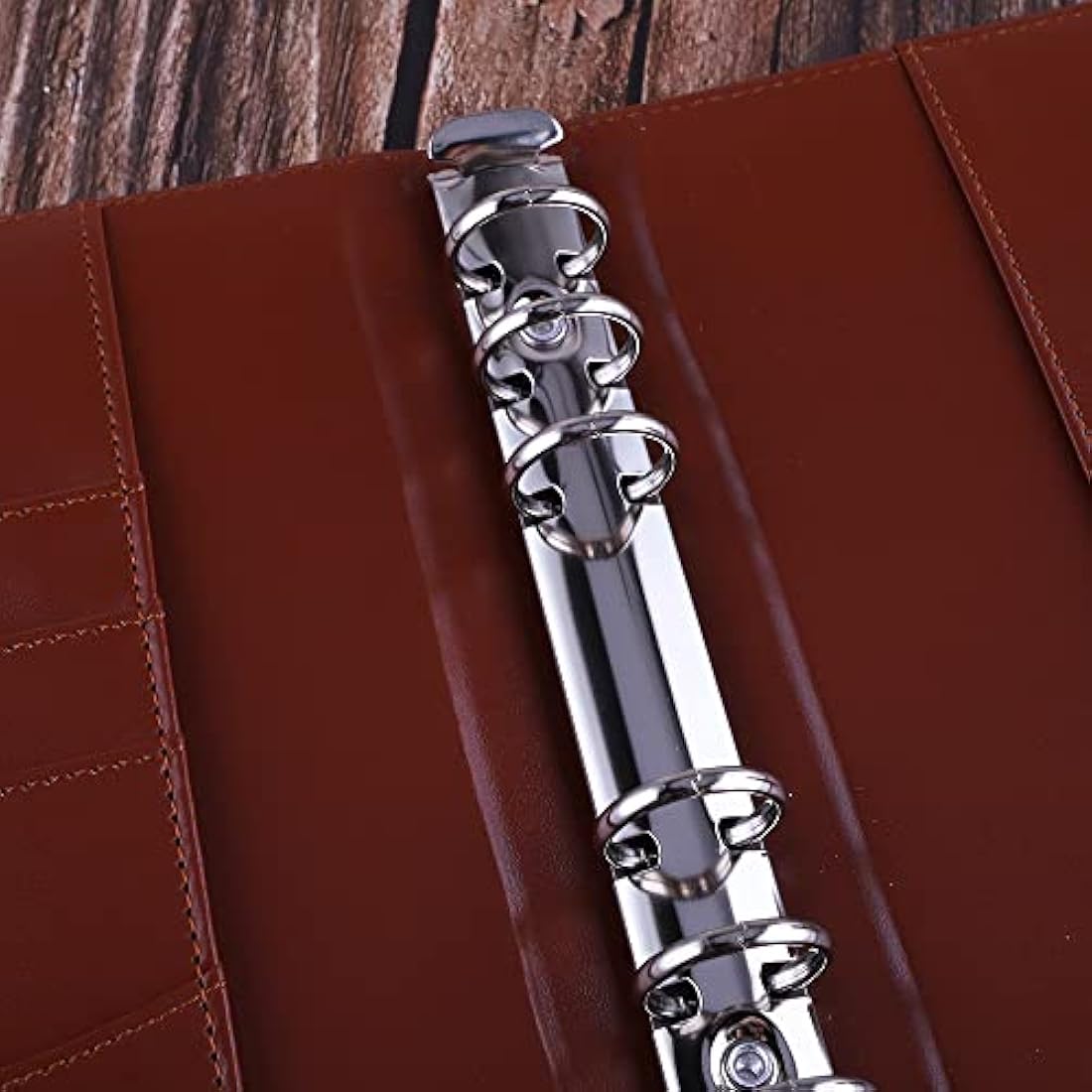 Jolof Store A5 Ring Binder - Refillable PU Leather Budget Notebook, Brown