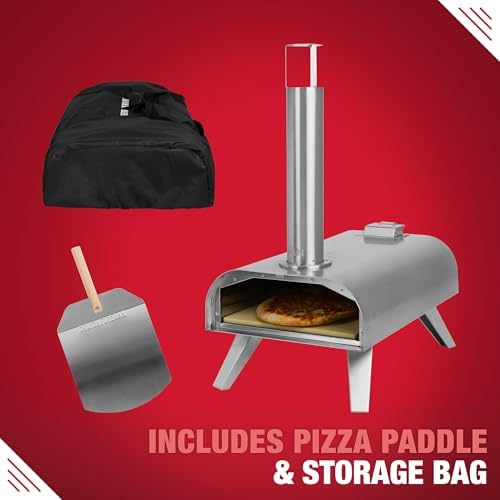 George Foreman 12 Inch Wood Fired Pizza Oven | Portable Stainless Steel