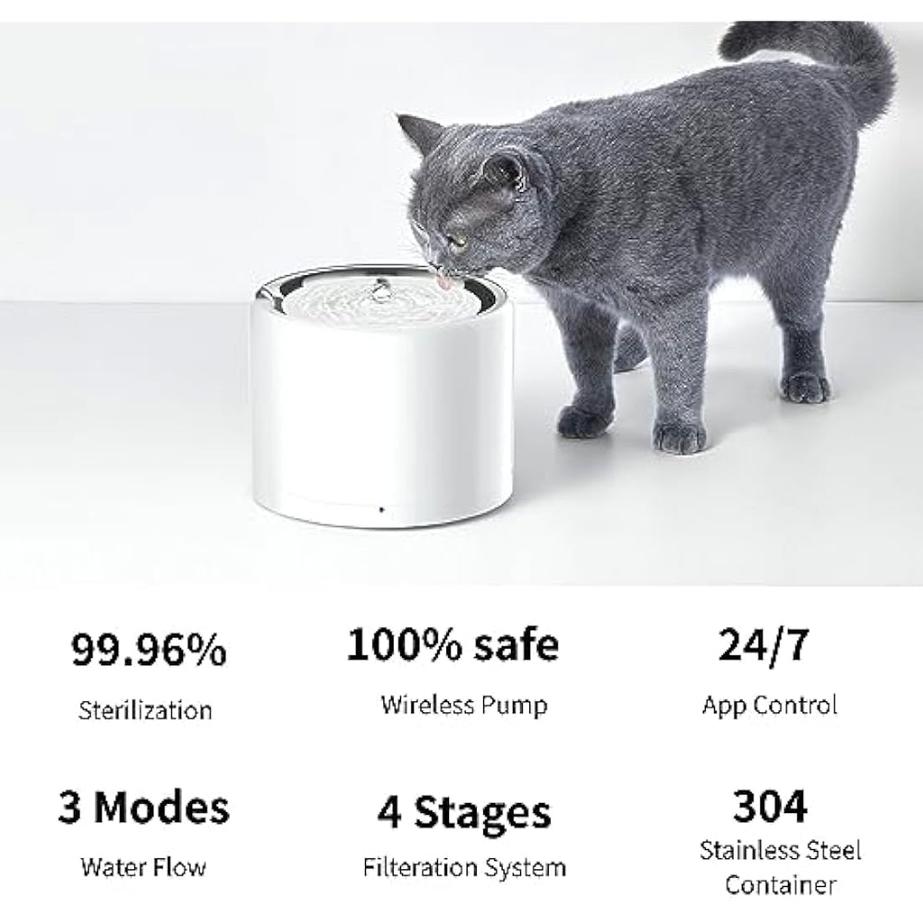 PETKIT Smart Cat Water Fountain – 1.8L Stainless Steel with App Control