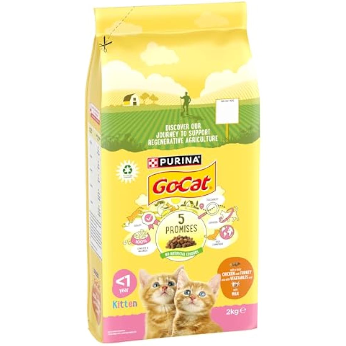 Go-Cat Kitten Dry Cat Food - Chicken, Turkey & Milk - 2kg (Pack of 4)