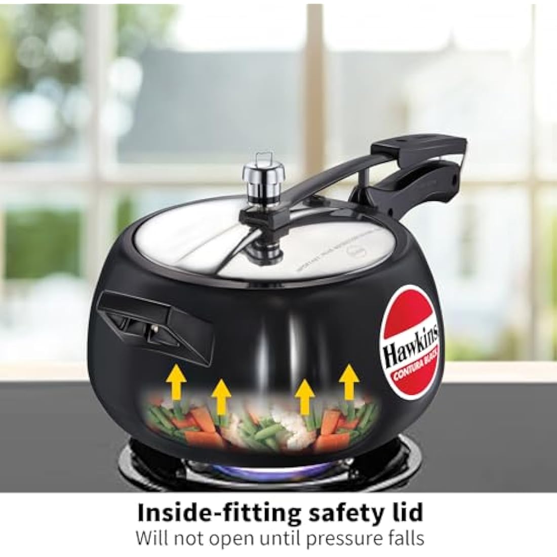 Hawkins Contura 5 Litre Hard Anodised Pressure Cooker – Black Handi