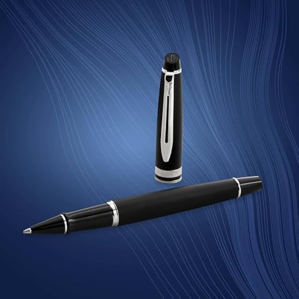 Waterman Expert Rollerball Pen – Matte Black with Chrome Trim, Fine Point