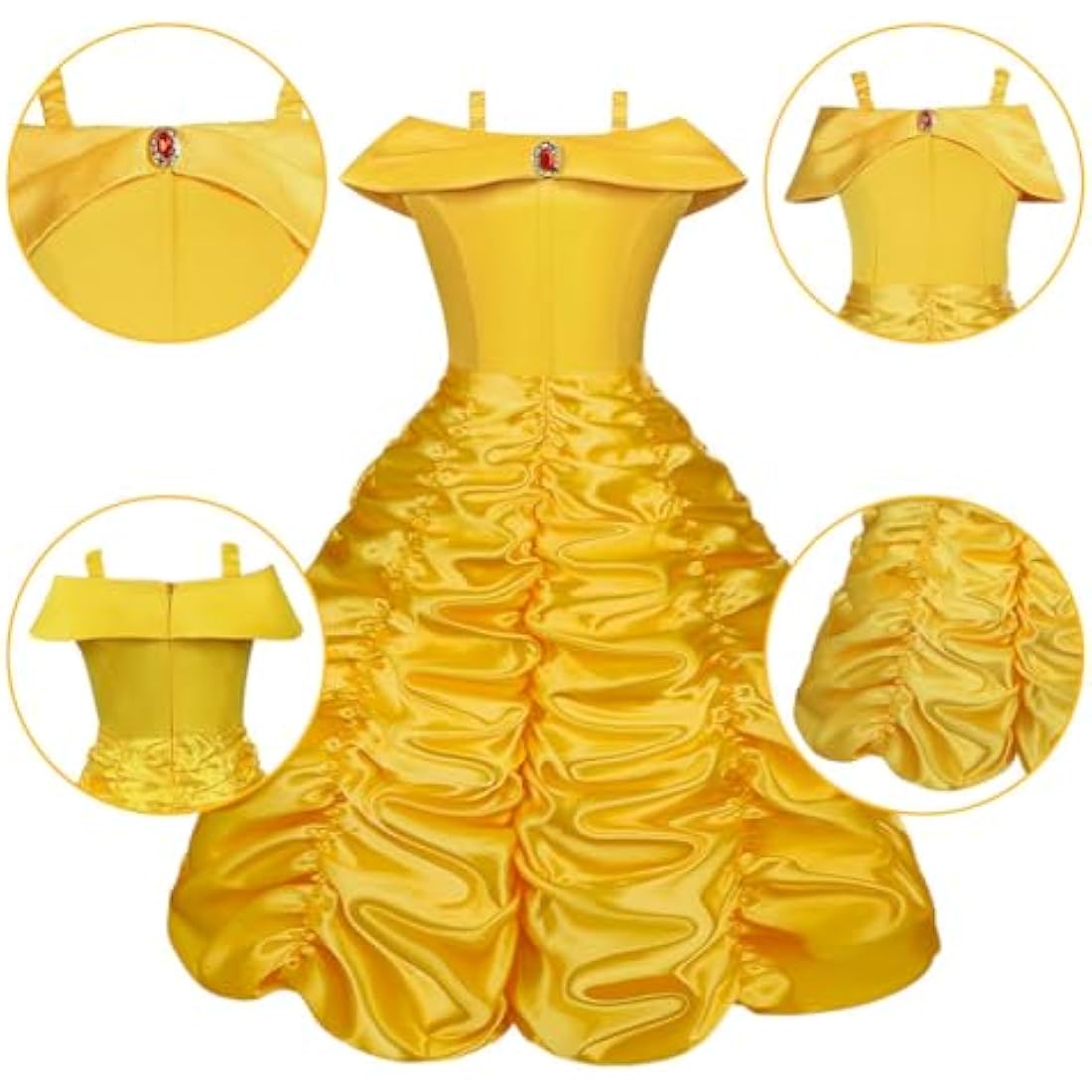 Jolof Store Princess Belle Costume – 9-Piece Yellow Party Dress Set