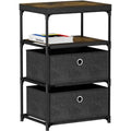 Mutool 4-Tier End Table | Nightstand with Fabric Drawers - Black
