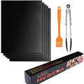 Wisdomwell Non-Stick BBQ Grill Mats - Set of 5 Heat Resistant Teflon Mats