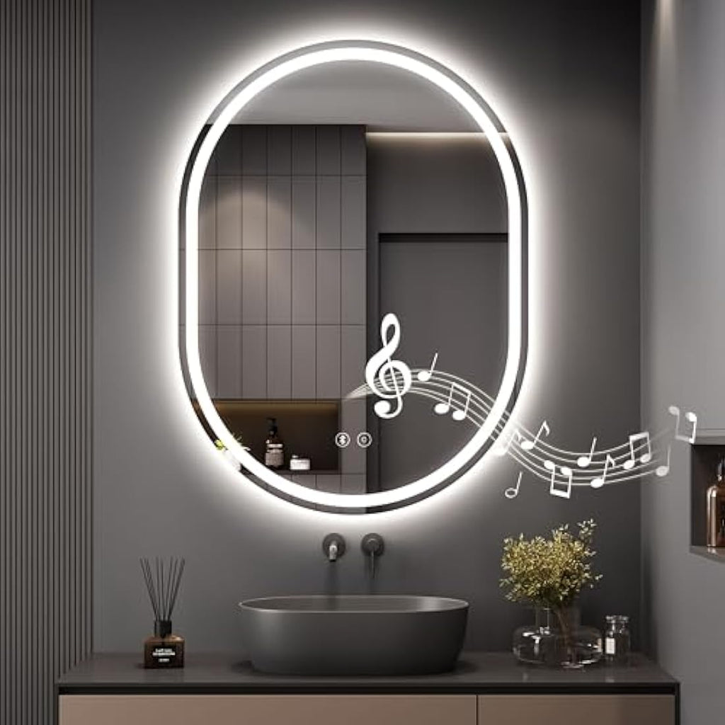 Dripex Bluetooth LED Bathroom Mirror – 600x800mm Oval Anti-Fog Mirror