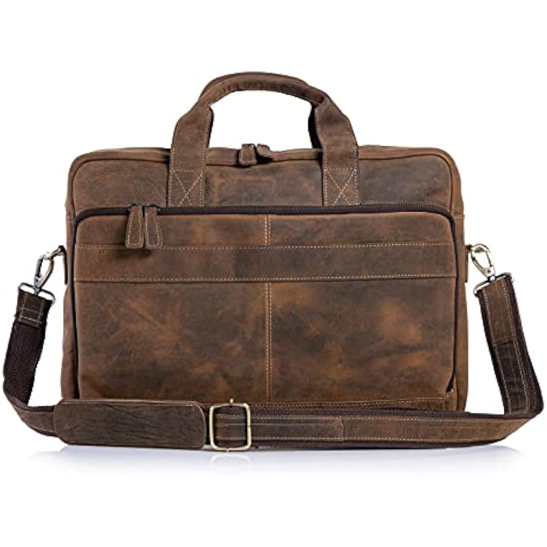 KomalC 16 Inch Buffalo Leather Laptop Messenger Bag | Office Briefcase