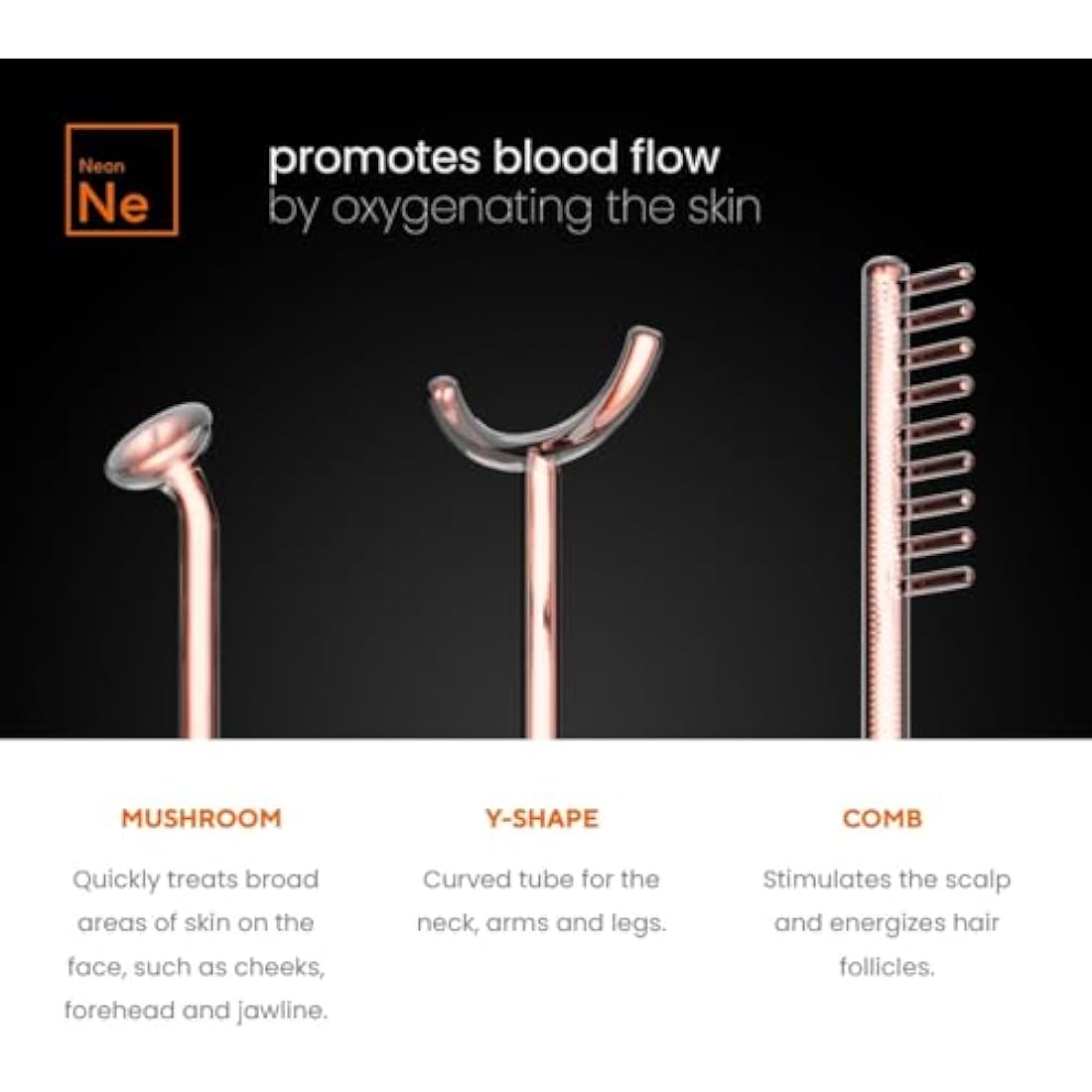 NuDerma Professional High Frequency Skin Therapy Wand with 6 Wands