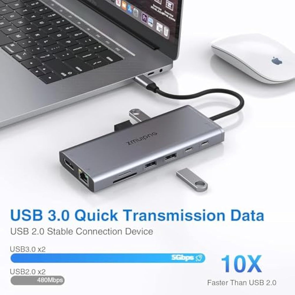Jolof Store 14-in-1 USB C Docking Station – Dual 4K HDMI DP Thunderbolt