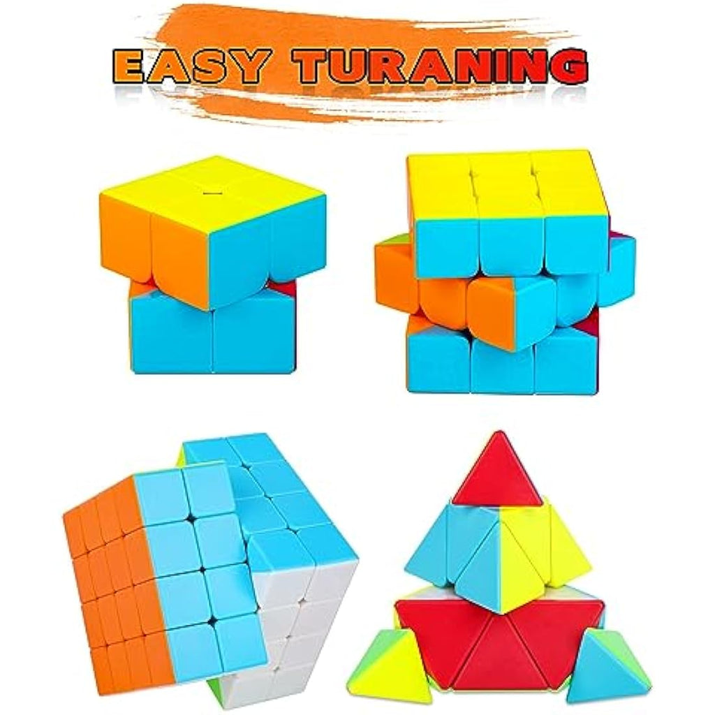 Coolzon Speed Cube Set | 4-Pack Stickerless Magic Cube Puzzle Toy