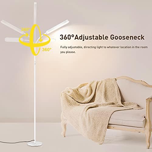 OUTON LED Floor Lamp – 15W Dimmable Modern Standing Lamp with Remote, White